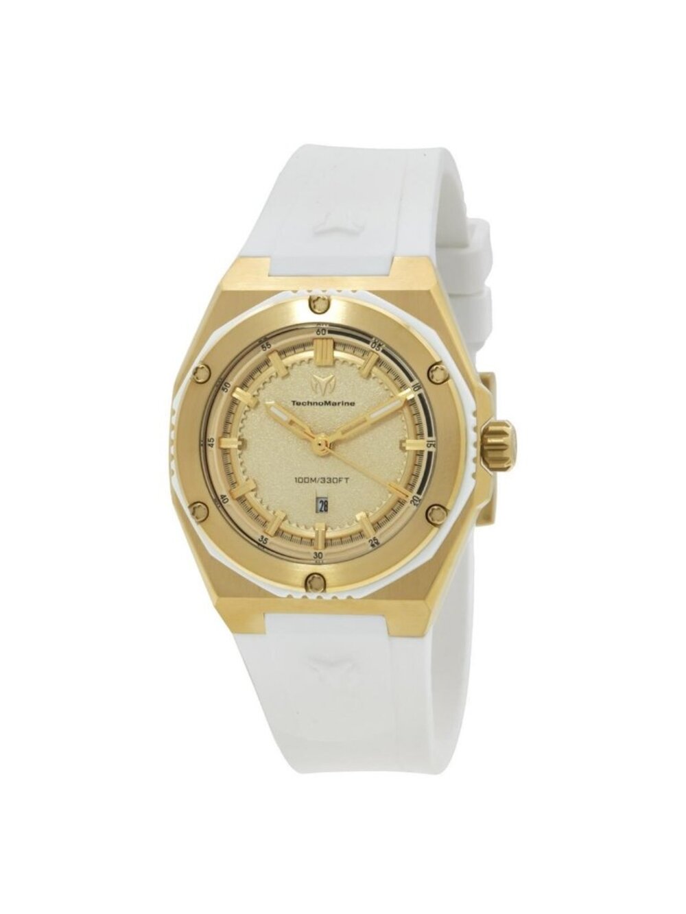 NWT Technomarine Coral Quartz Gold Dial Ladies Watch